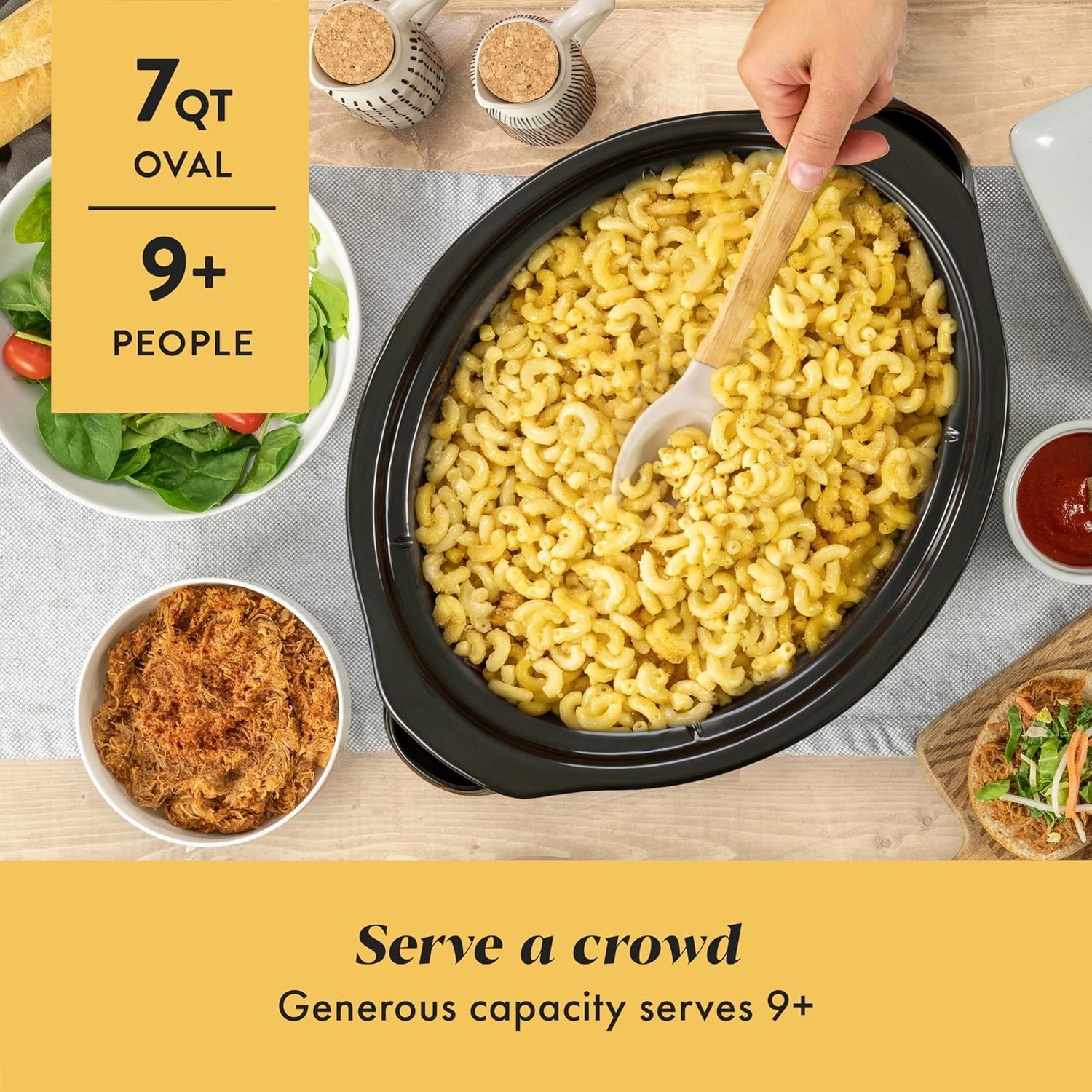 Versatile 7 Qt Manual Slow Cooker for Home Cooking with Dishwasher Safe Parts