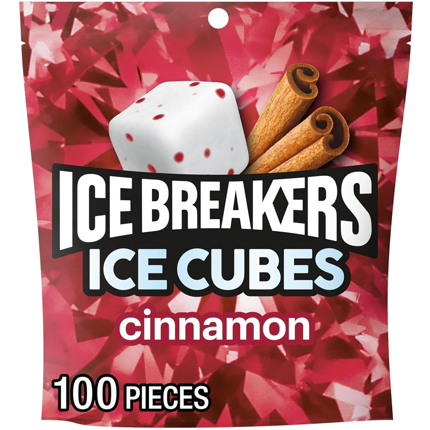 Ice Cubes Cinnamon Sugar Free Chewing Gum Pouch, 8.11 oz 100 Pieces