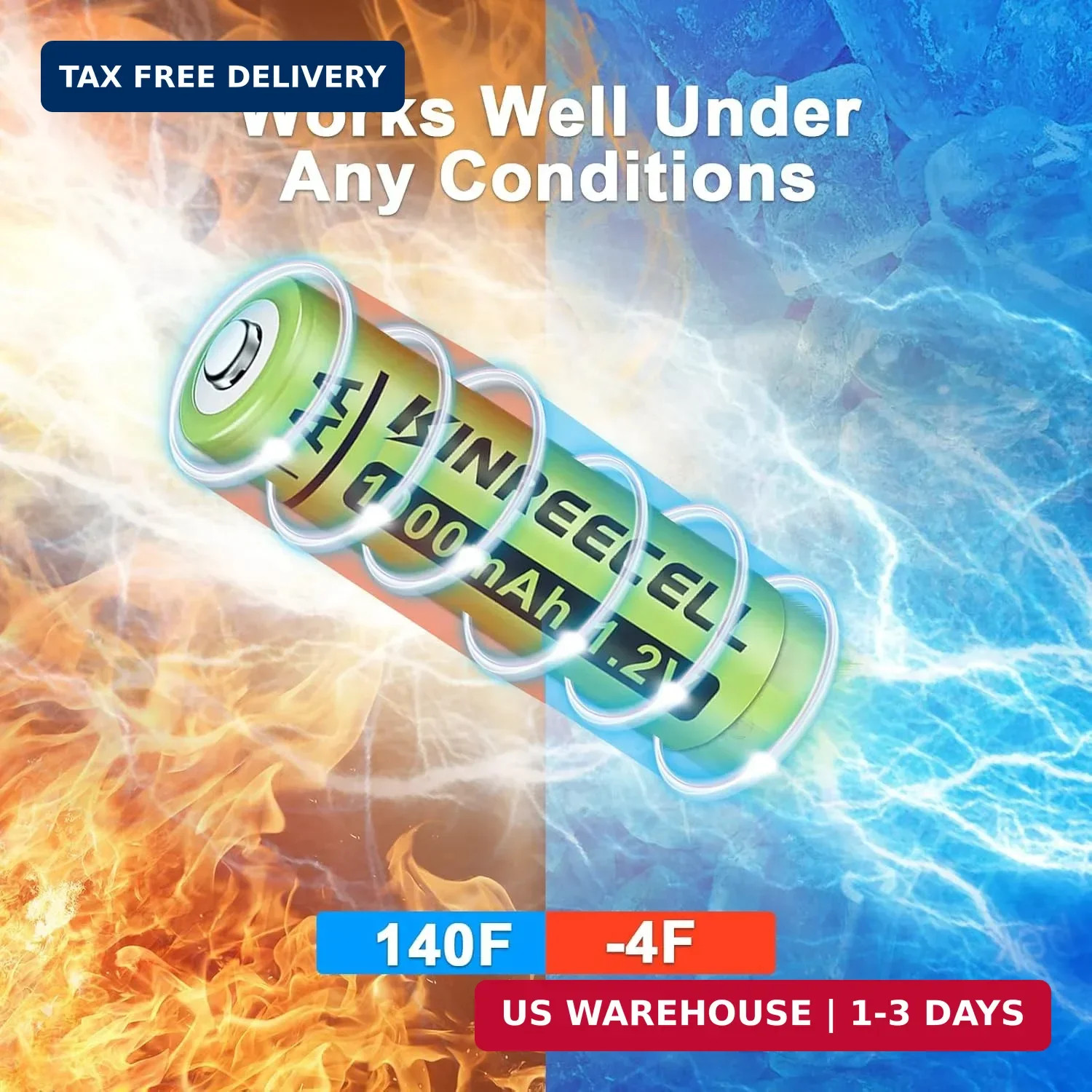 Rechargeable AA Batteries, Ni-MH Double A Solar Batteries High Capacity 1.2V Pre