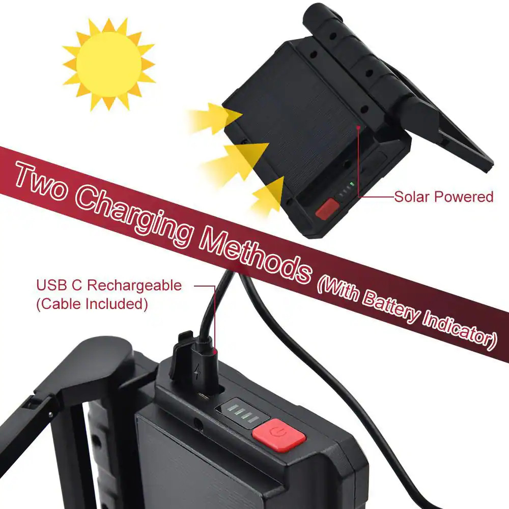 2500 Lumens Dual Power Rechargeable Battery or Solar Powered LED Work Light
