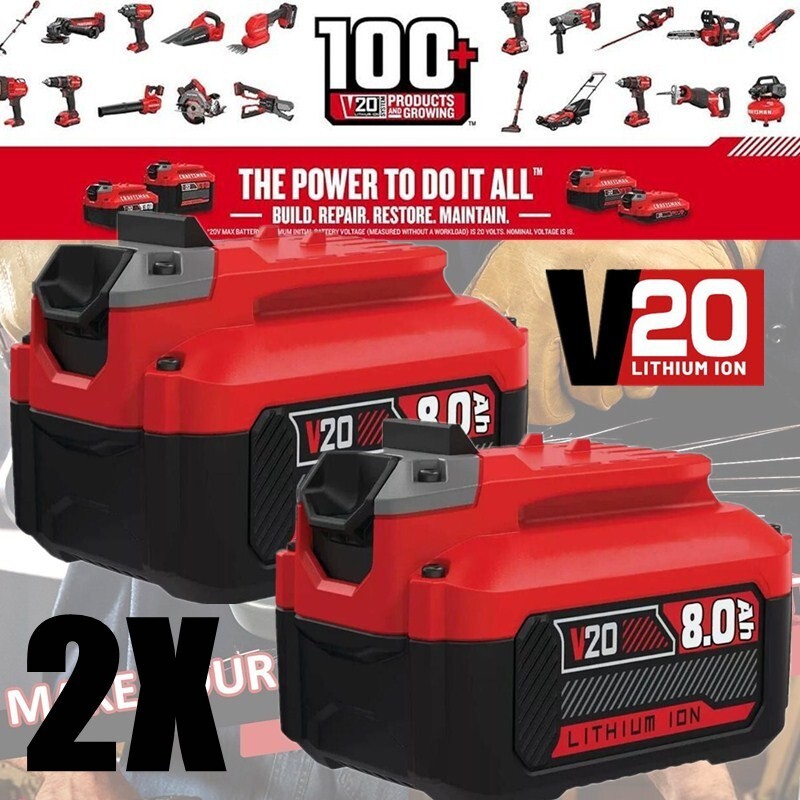 2Pack 20V 8.0Ah Battery for Craftsman CMCB205 CMCB204 CMCB206 CMCB202 CMCB201