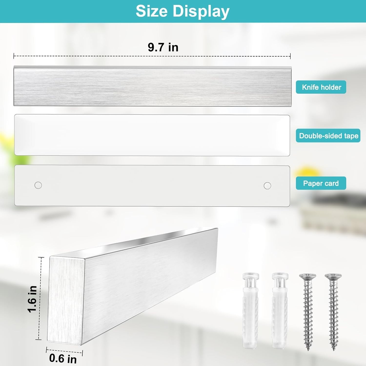 Magnetic Knife Holder for Wall, No Drilling Magnetic Knife Strip Adhesive Knife