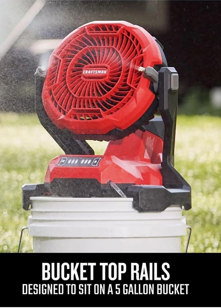 Craftsman V20 Misting Fan KIT +Battery +Charger 3-Speed Portable Bucket Top