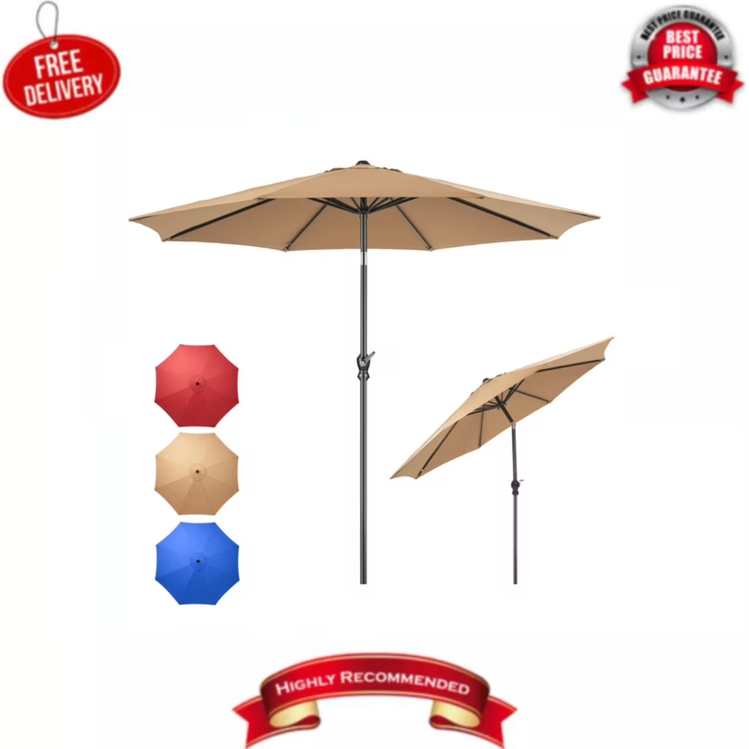 Gianna 9FT Outdoor Patio Umbrella Push Button Tilt Crank UV Waterproof