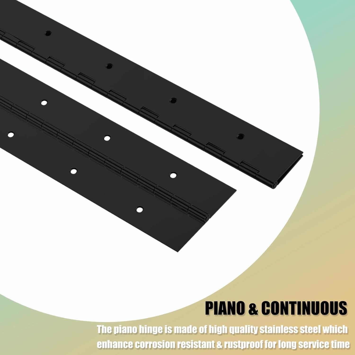 Durable 6-Inch Black Piano Hinge Set – 6PCS Stainless Steel 304 for Furniture