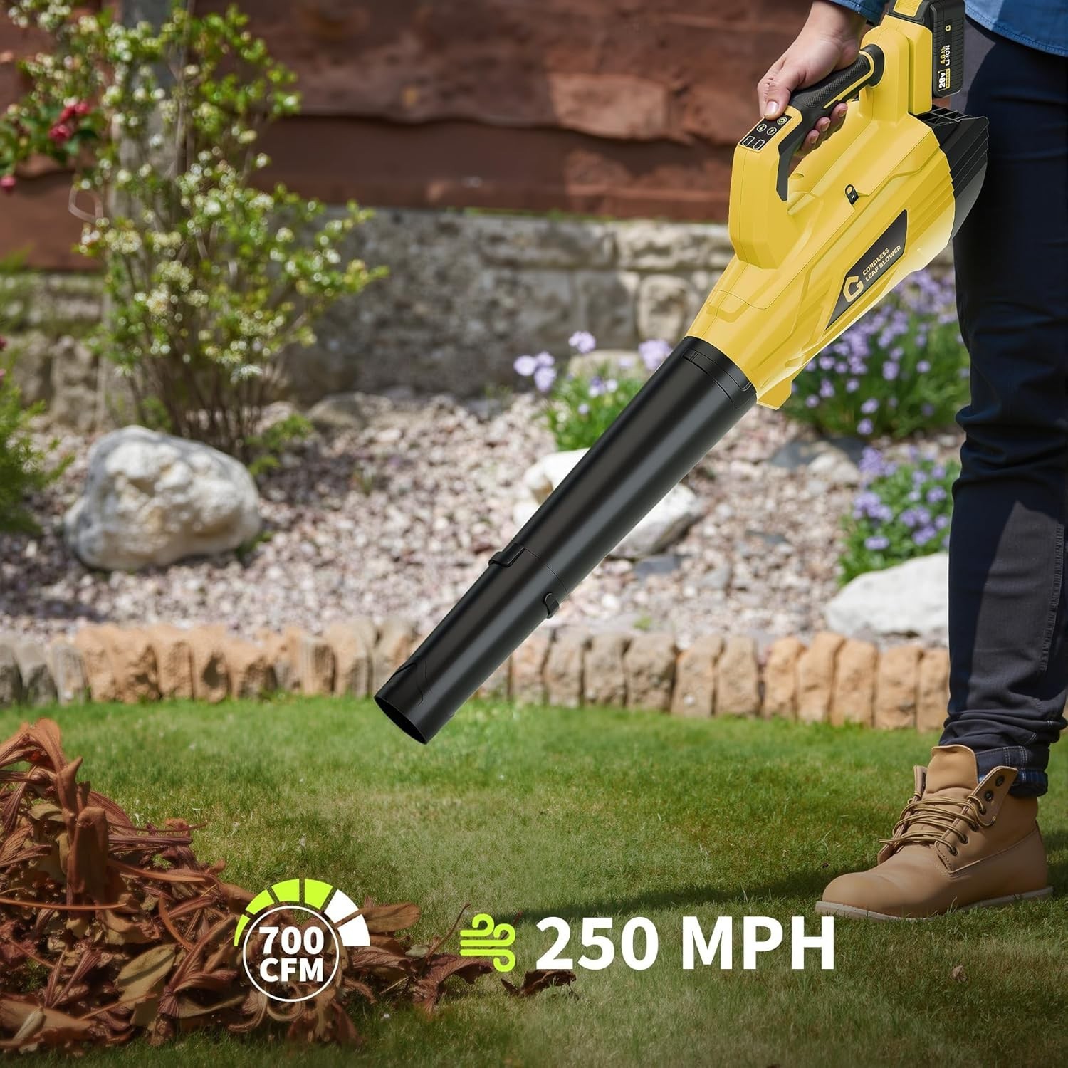 Brushless Cordless Leaf Blower/Mulcher/Vacuum 20V 250MPH 750CFM with 4Ah Battery