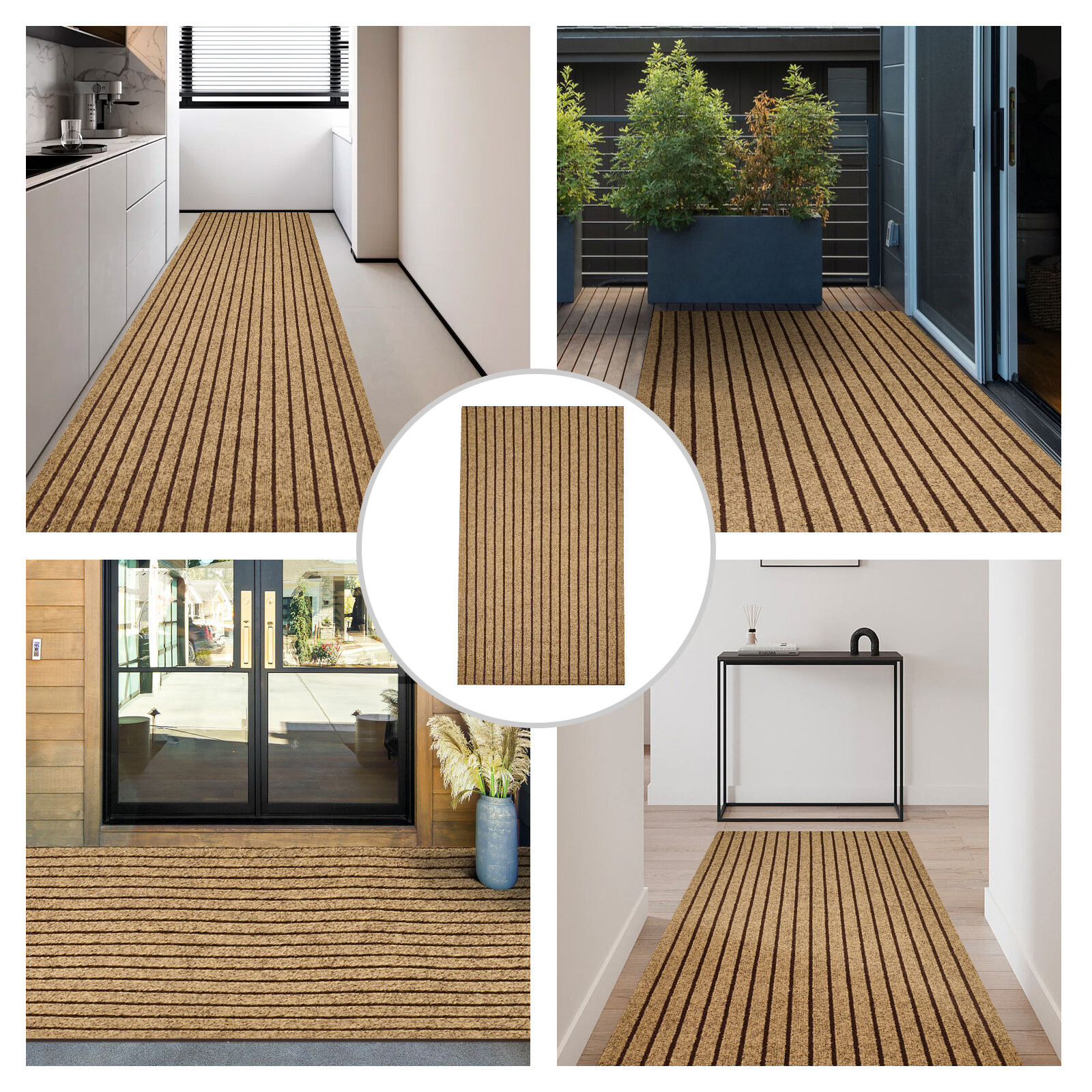 Entryway Runner Rug Indoor Outdoor – Extra Long Hall Rugs Runners Non Slip Brown