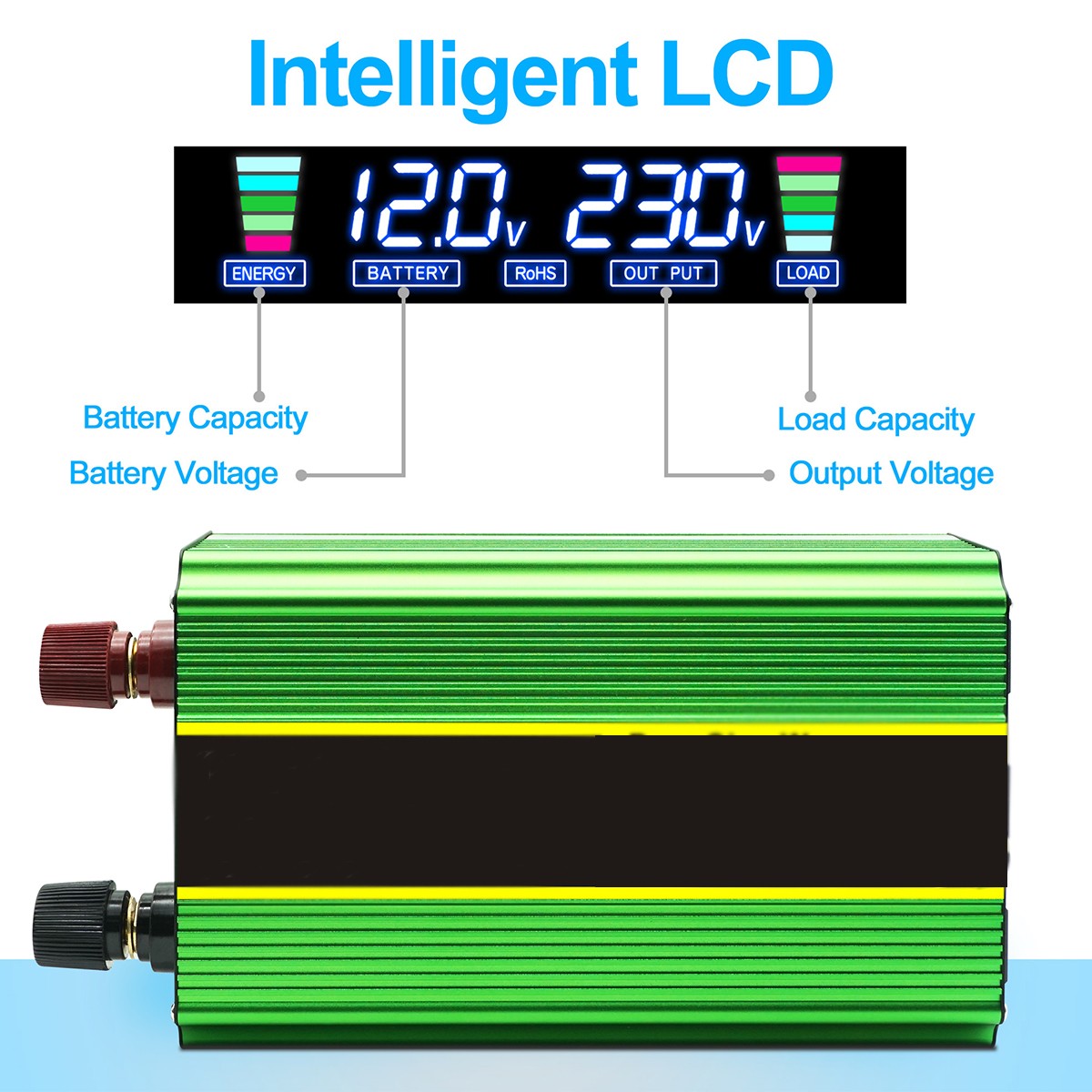 2000W 4000W 12V Pure sine Wave Power Inverter 110V 4AC 4USB LCD Car Converter