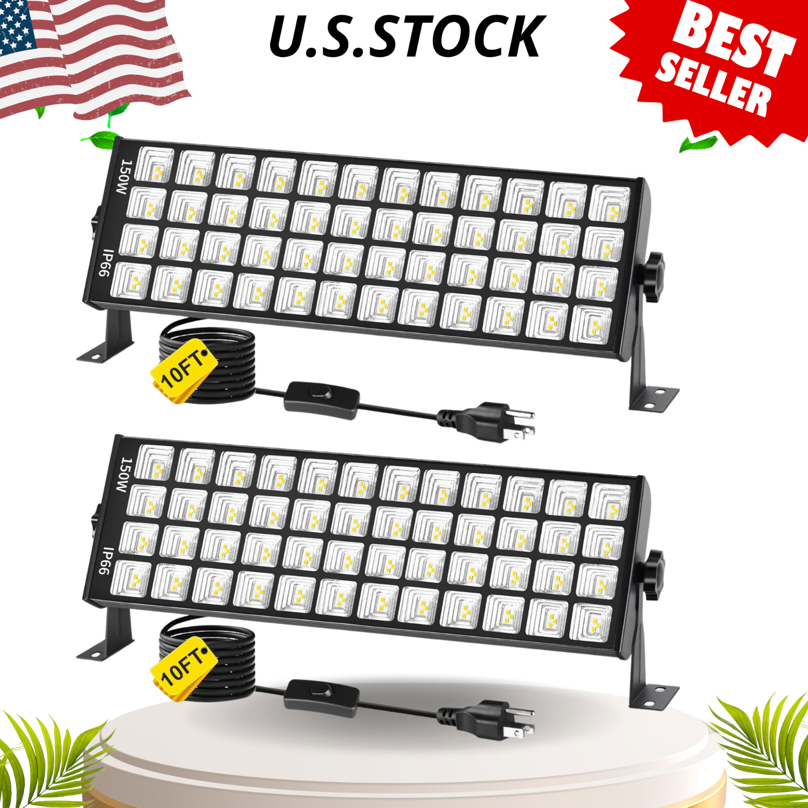 NEW 150W LED Shop Light 18000LM 6000K IP66 Waterproof 10FT Cord 2 Pack
