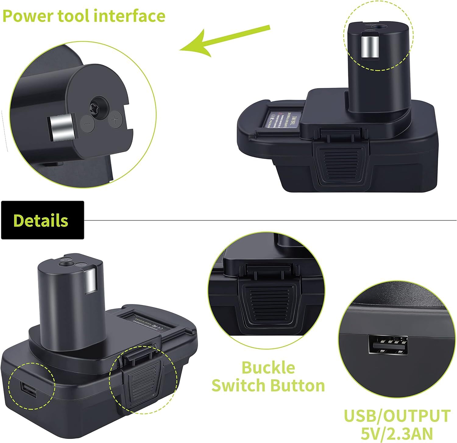 For DEWALT For Milwaukee 20V/18V Battery Adapter Convert to For RYOBI 18V Drill