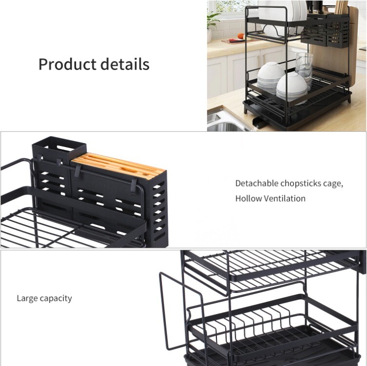 2 Tier Over Sink Dish Drying Rack Stainless Steel Kitchen Dish Drainer Organizer