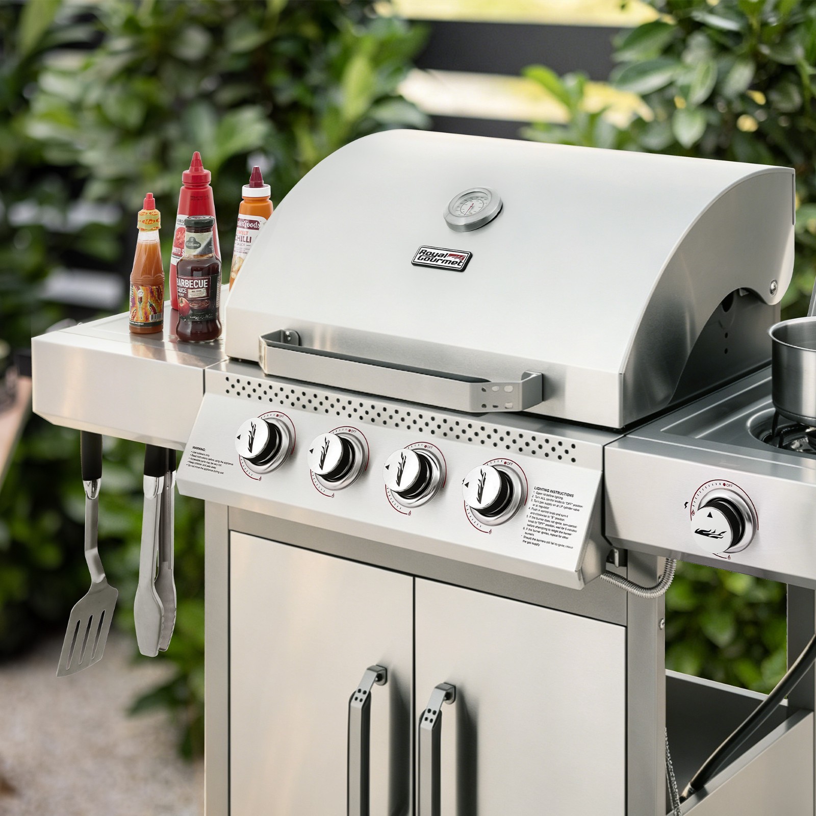 Royal Gourmet 4-Burner Gas Grill with Side Burner,49000 BTU for Backyard Cooking
