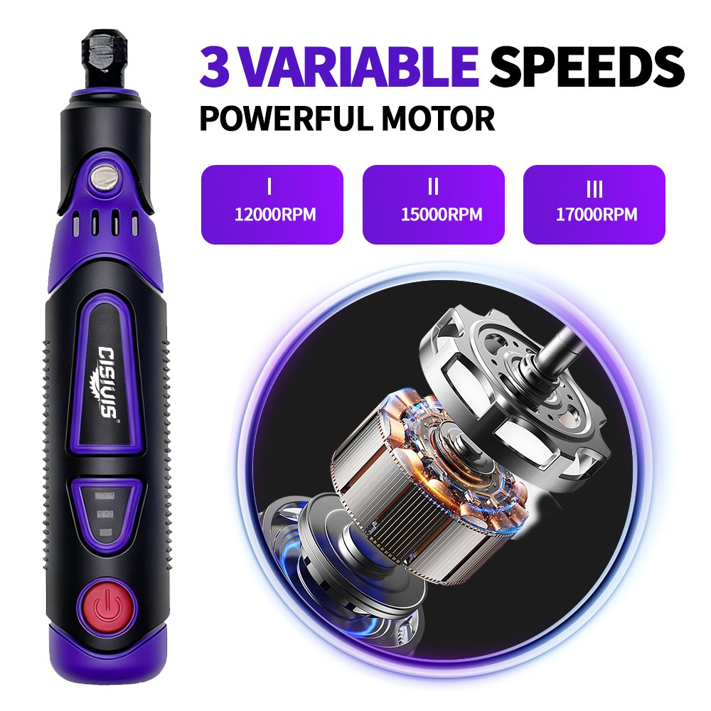 3 Speeds Rechargeable Cordless Rotary Tool Kit 82pc Accessories Mini Rotary Tool