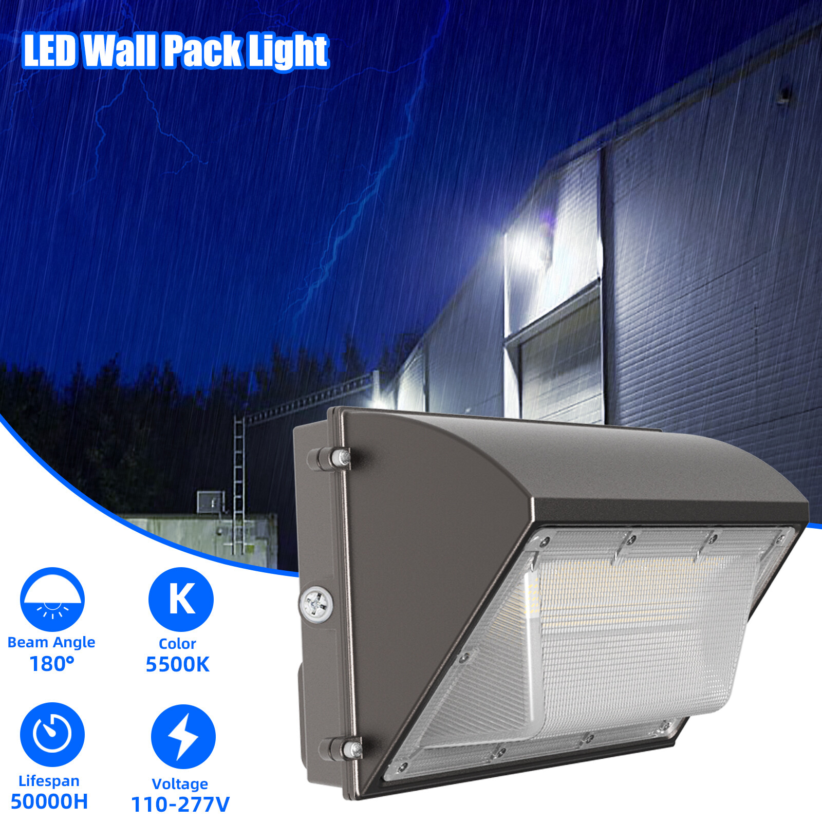 150W LED Wall Pack Light With Photocell Commercial Outdoor Security Lighting ETL