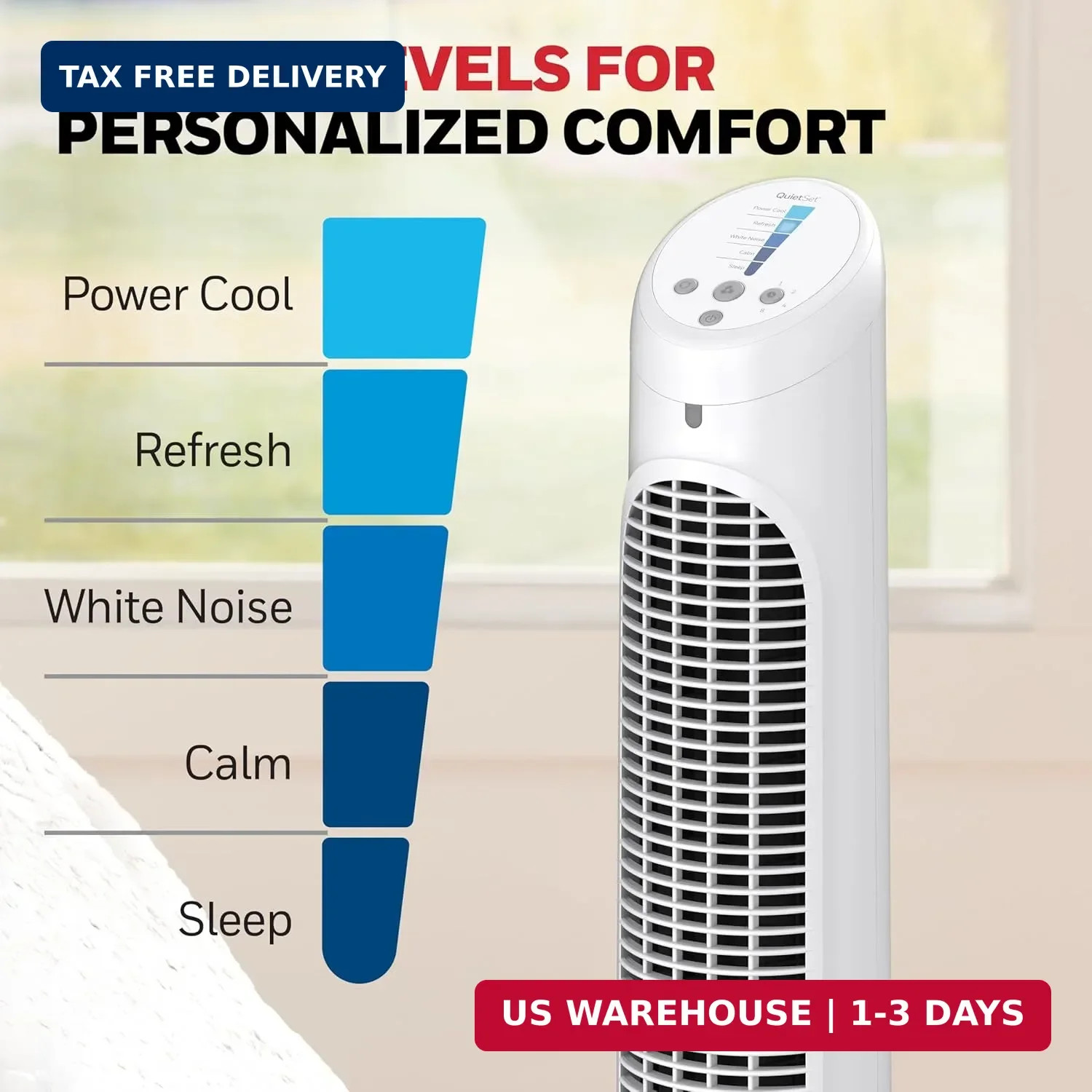 Honeywell QuietSet Whole Room Oscillating Tower Fan with Remote, White, HYF260