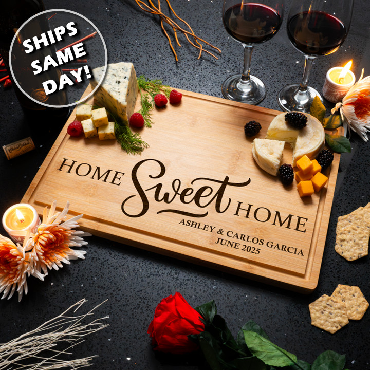 Custom Personalized Engraved Bamboo Cutting Charcuterie Board Home Housewarming