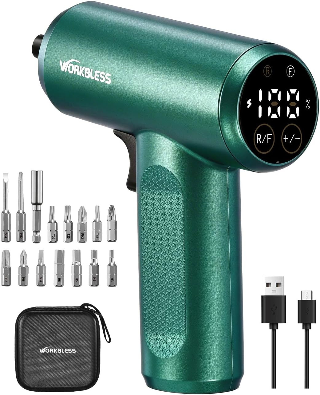 Cordless Screwdriver, 3.7V Electric Screwdriver with LCD Touchscreen Display, 8