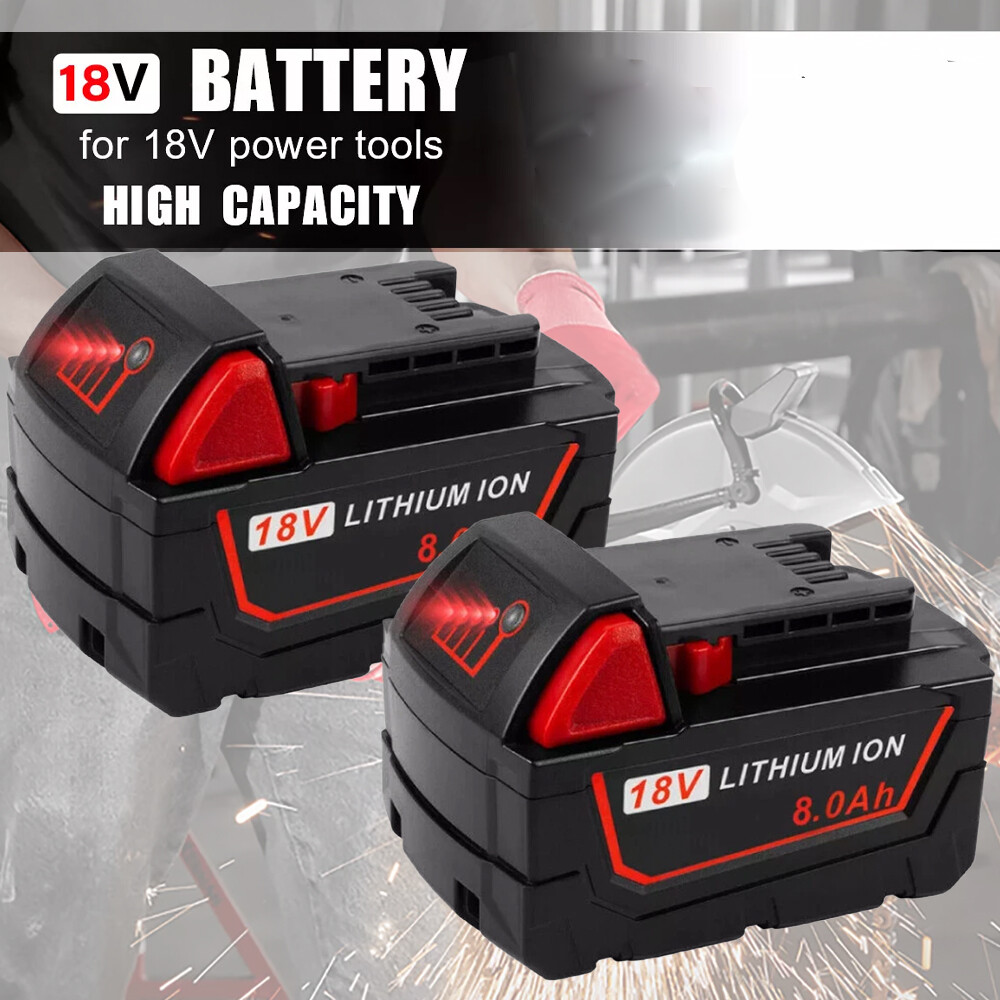 2x 8.0AH Battery For Milwaukee M18 18V Lithium-ion Extended Capacity 48-11-1860