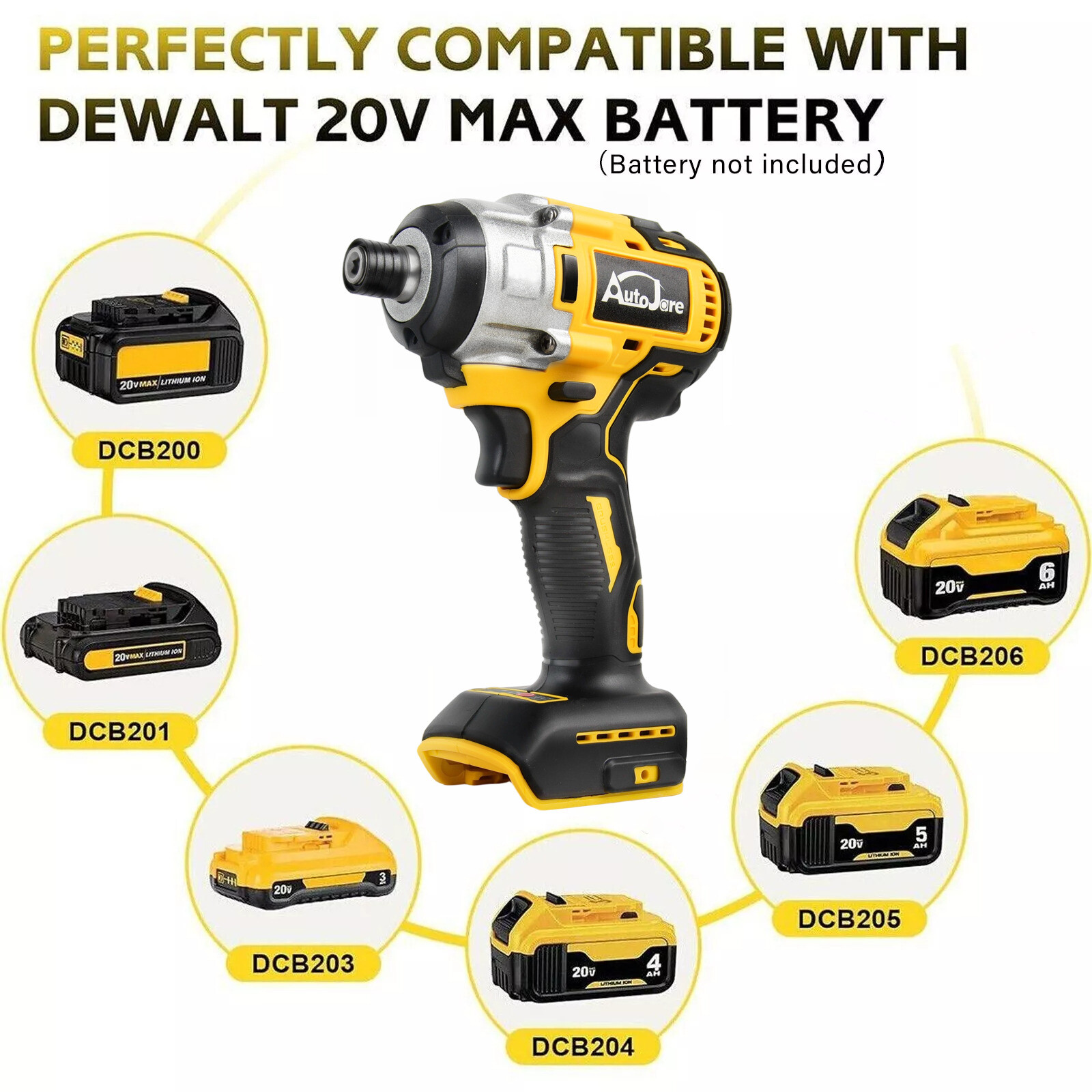 Brushless Cordless Impact Driver,for Dewalt 20V Max Battery,1/4″ Compact,2 Speed