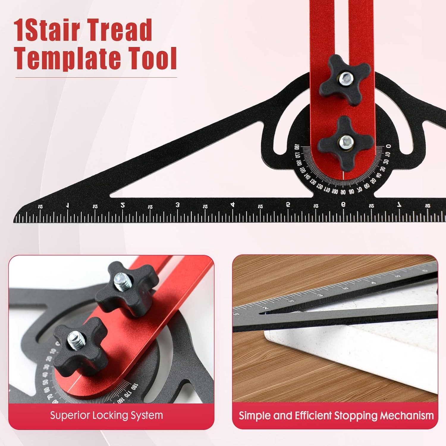 Stair Tread Template Tool Stair Jig Accurately Measuring Angle Length Adjustable