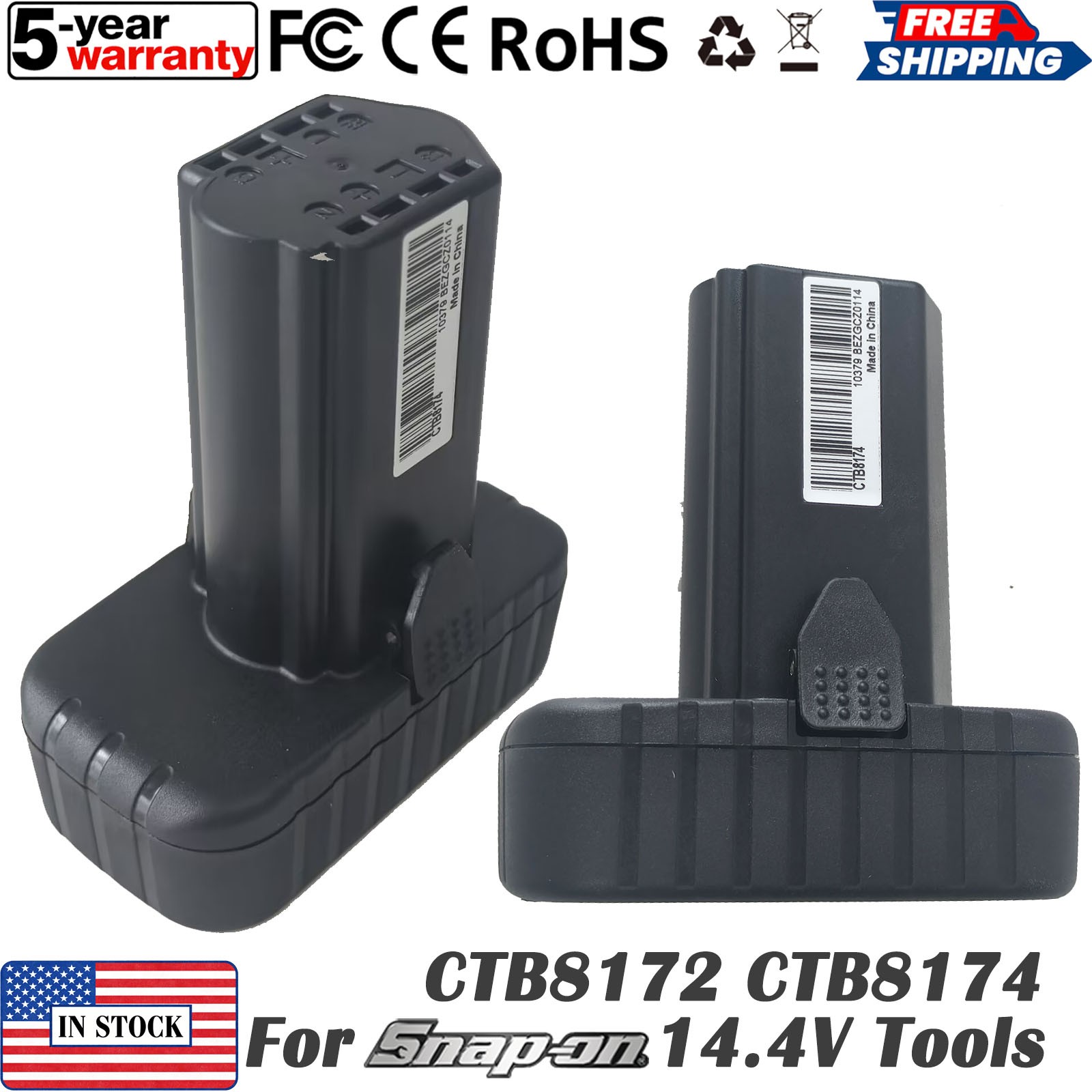 CTB8172 CTB8174 2.5AH Battery For Snap On 14.4V Tools CT861DB CTC722 CT825DB US