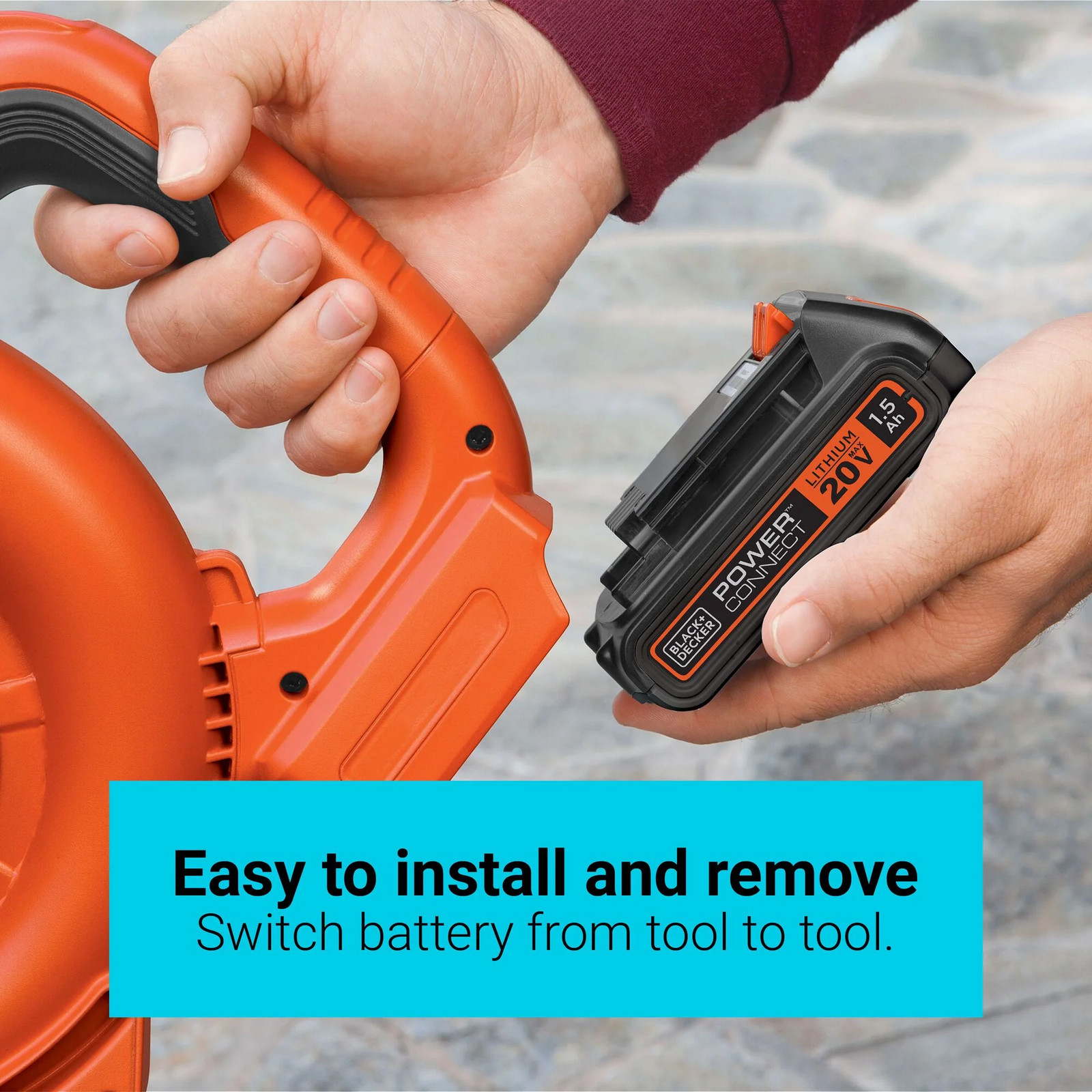 BLACK+DECKER 20V MAX* Powerconnect 1.5Ah Lithium Ion Battery + Charger -LBXR20CK