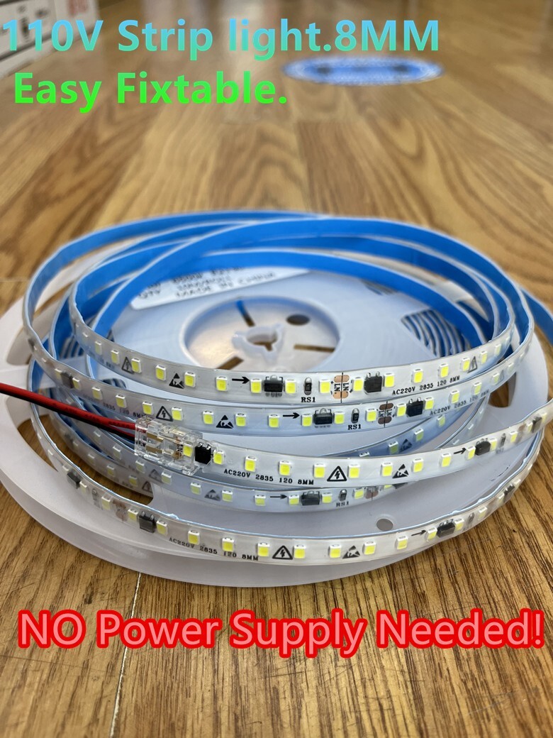 Ultrathin 110V LED Strip light.No Powersupply Needed!Easy Fix! Waterproof!