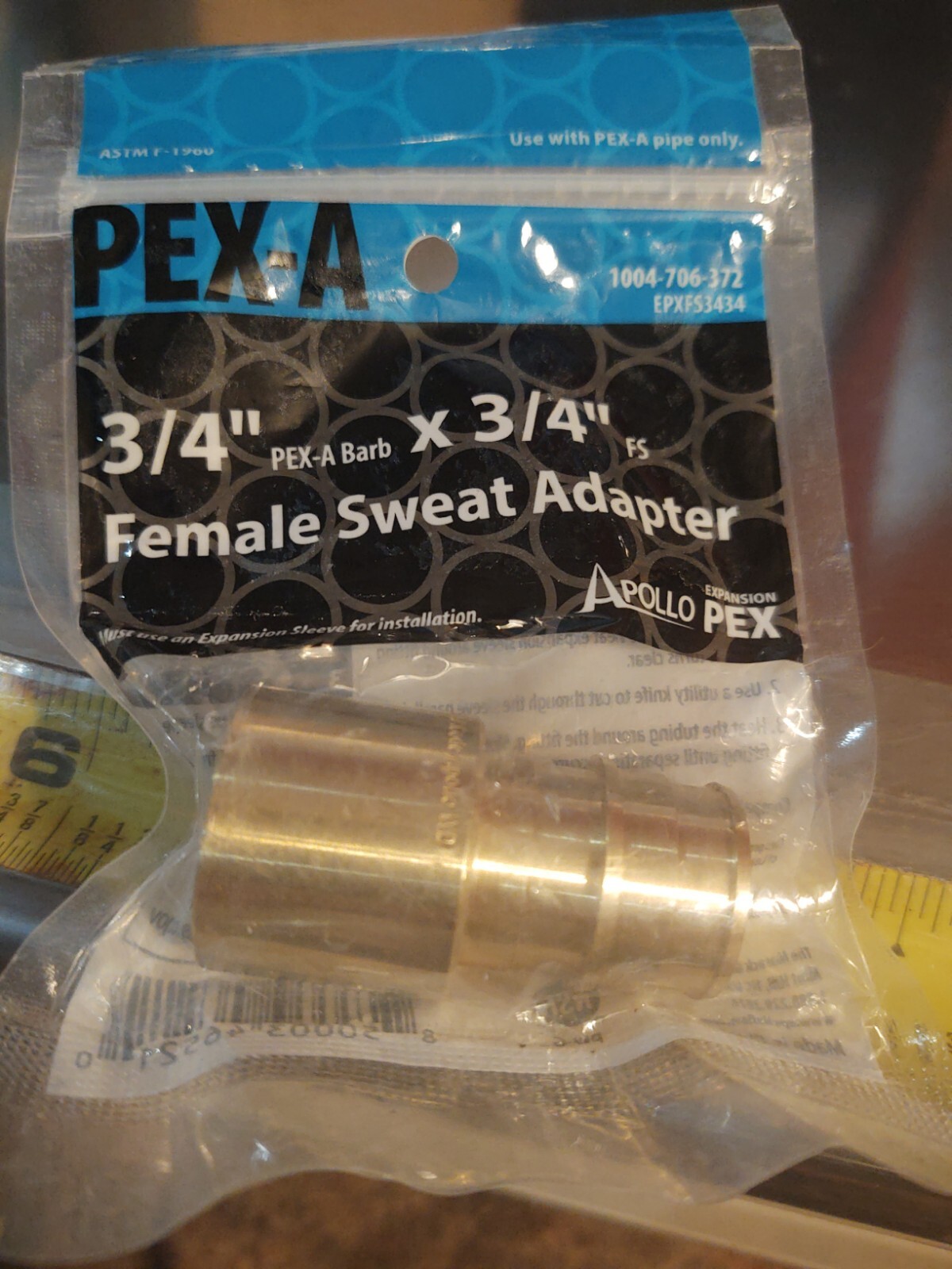 Apollo Valves EPXFS3434 PEX-A Barb Adapter, Brass, 1.83 Inch X 3/4 Inch