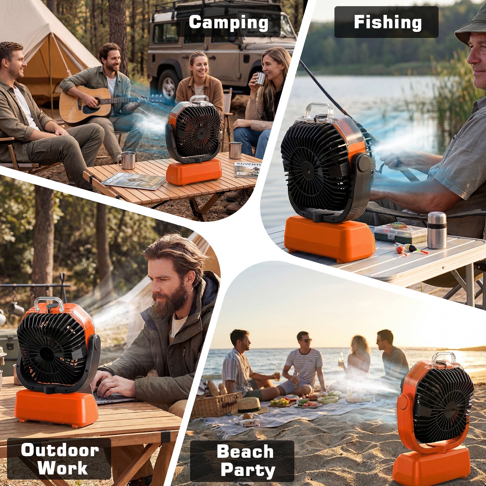 Camping Misting Fan with Dual Motor,20000mAh Battery Powered, Rechargeable,NEW,o
