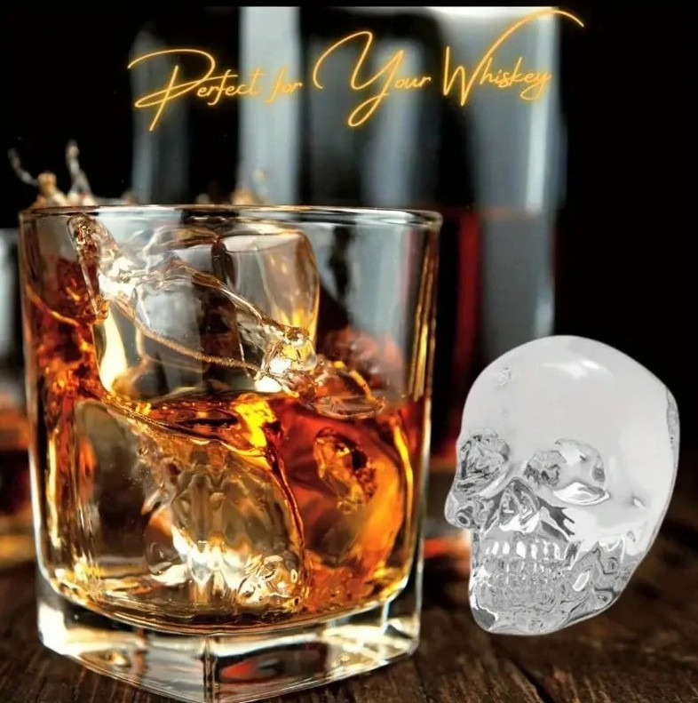 1 pc Halloween Skull Ice Cube Mold Silicone 3D Tray Whiskey Chocolate