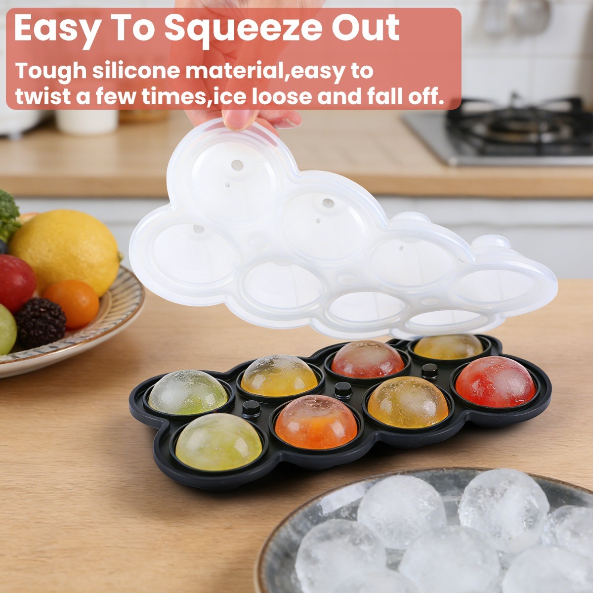 ICE Balls Maker Silicone Round Sphere Trays Molds Ice Cube for Whiskey Cocktails