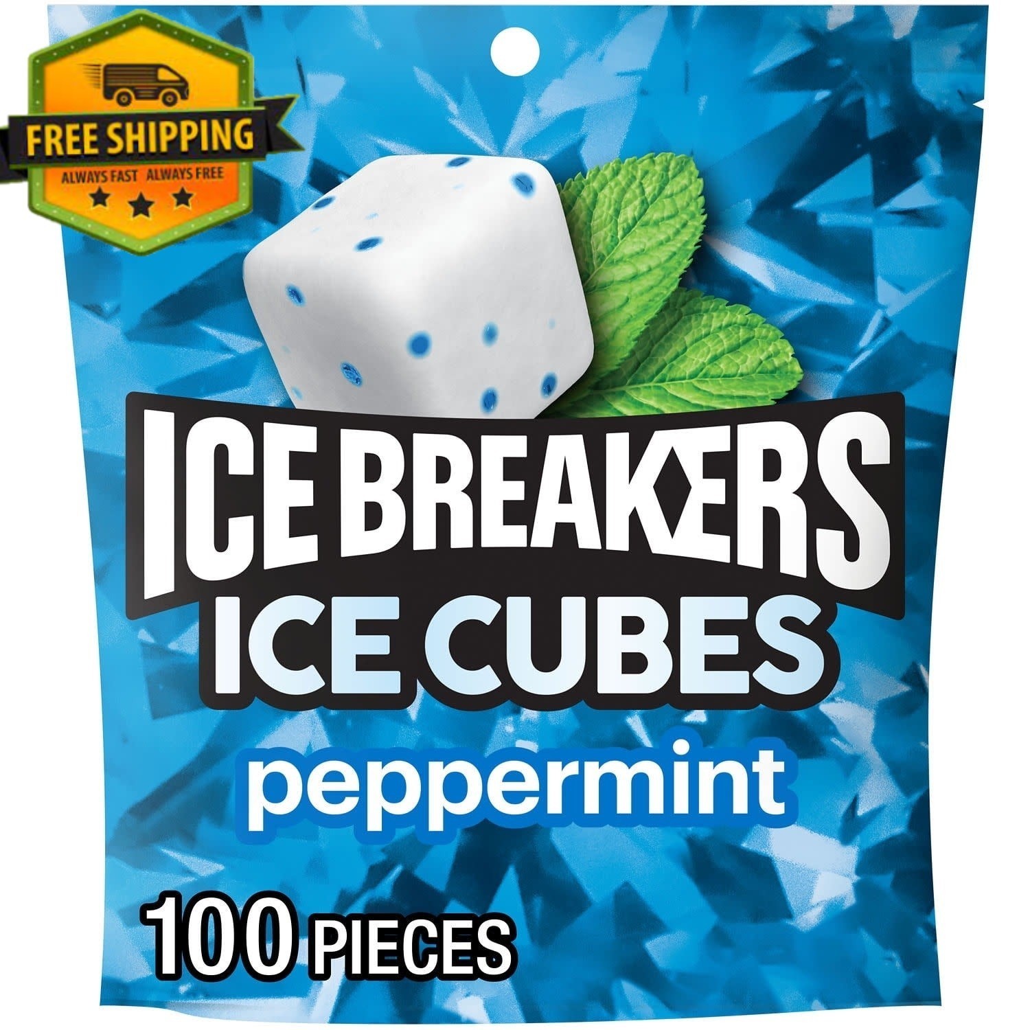 Ice Breakers Ice Cubes Peppermint Sugar Free Gum 100pcs 8.11oz Pouch
