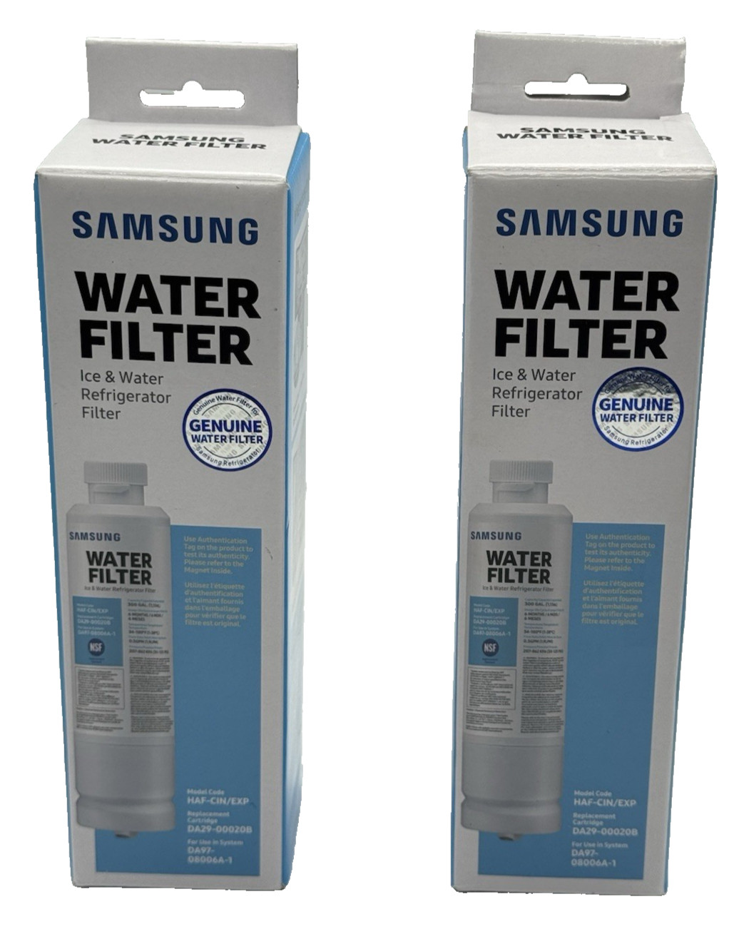 2 PACK Genuine Samsung DA29-00020B HAF-CIN/EXP Refrigerator Water Filter (New)