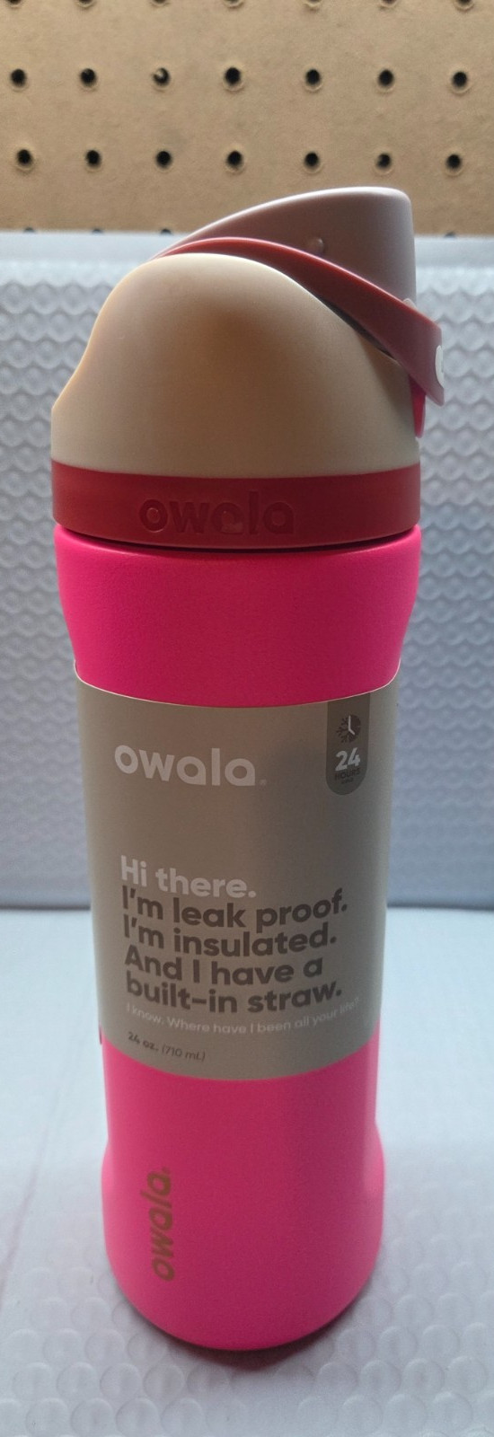 Owala FreeSip Tumbler 24 oz – Pink & Beige – Leak Proof – Keeps Cold 24 Hrs -NEW