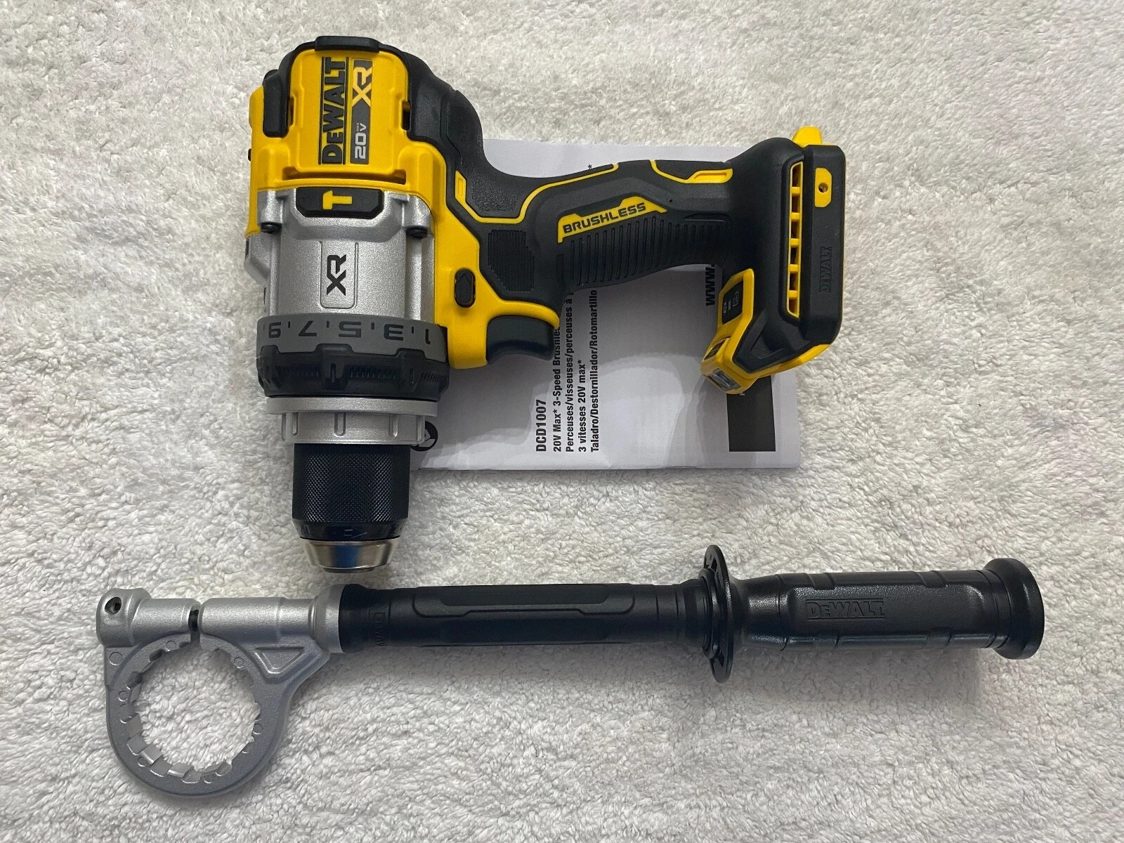 New Dewalt DCD1007B 20V 20 Volt Max XR 1/2″ Brushless Hammer Drill with Handle