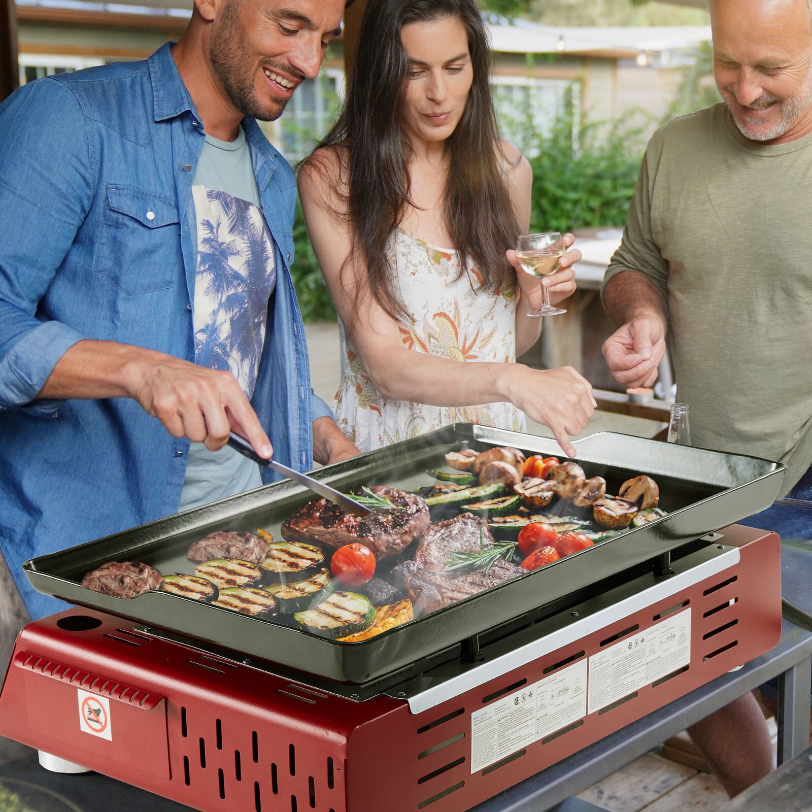 Royal Gourmet 3-Burner Portable Griddle Outdoor BBQ Tabletop Propane Gas Grill