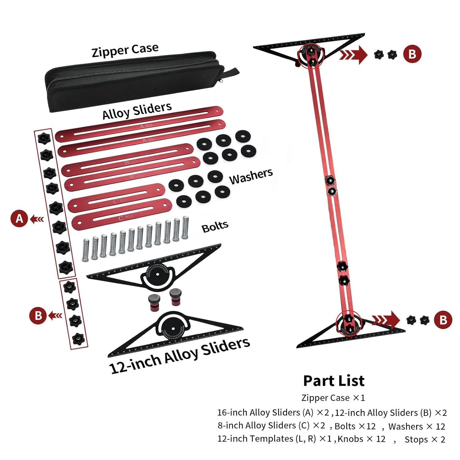 Stair Tread Template Tool Stair Jig Accurately Measuring Angle Length Adjustable