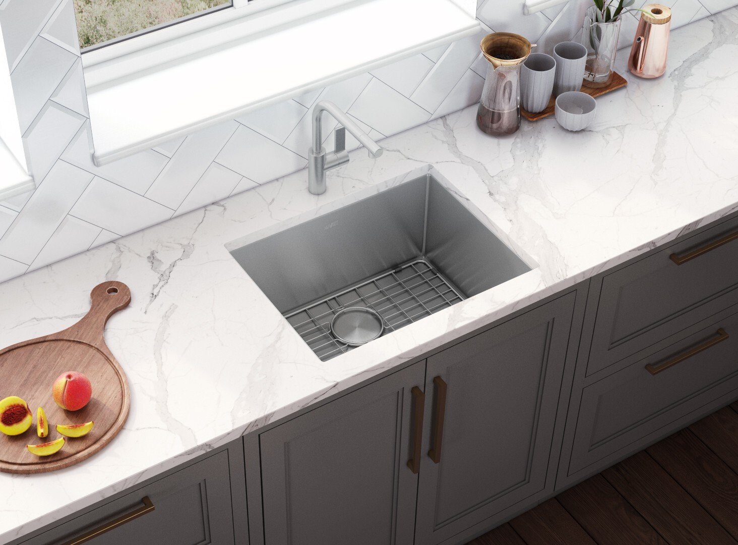 Ruvati 21″ Undermount 16 Gauge Bar Prep Single Bowl Kitchen Sink- RVH7121