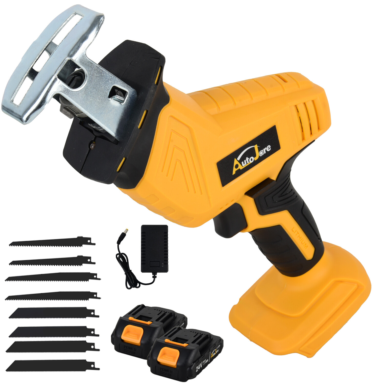 24V Cordless Reciprocating Saw Brushless with 2 Battery & Charger & 8 Saw Blade