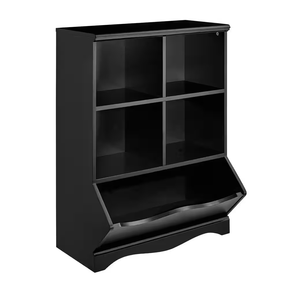 35 In. Black Multi-Cubby Storage Cabinet
