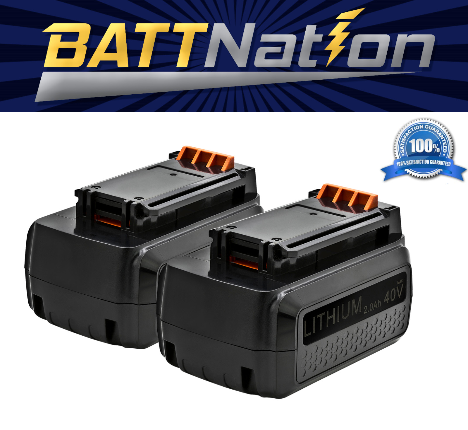 2x 40V 2Ah Li-ion Battery for Black&Decker LBX2040, LBXR36, LBXR36-2, LBX36