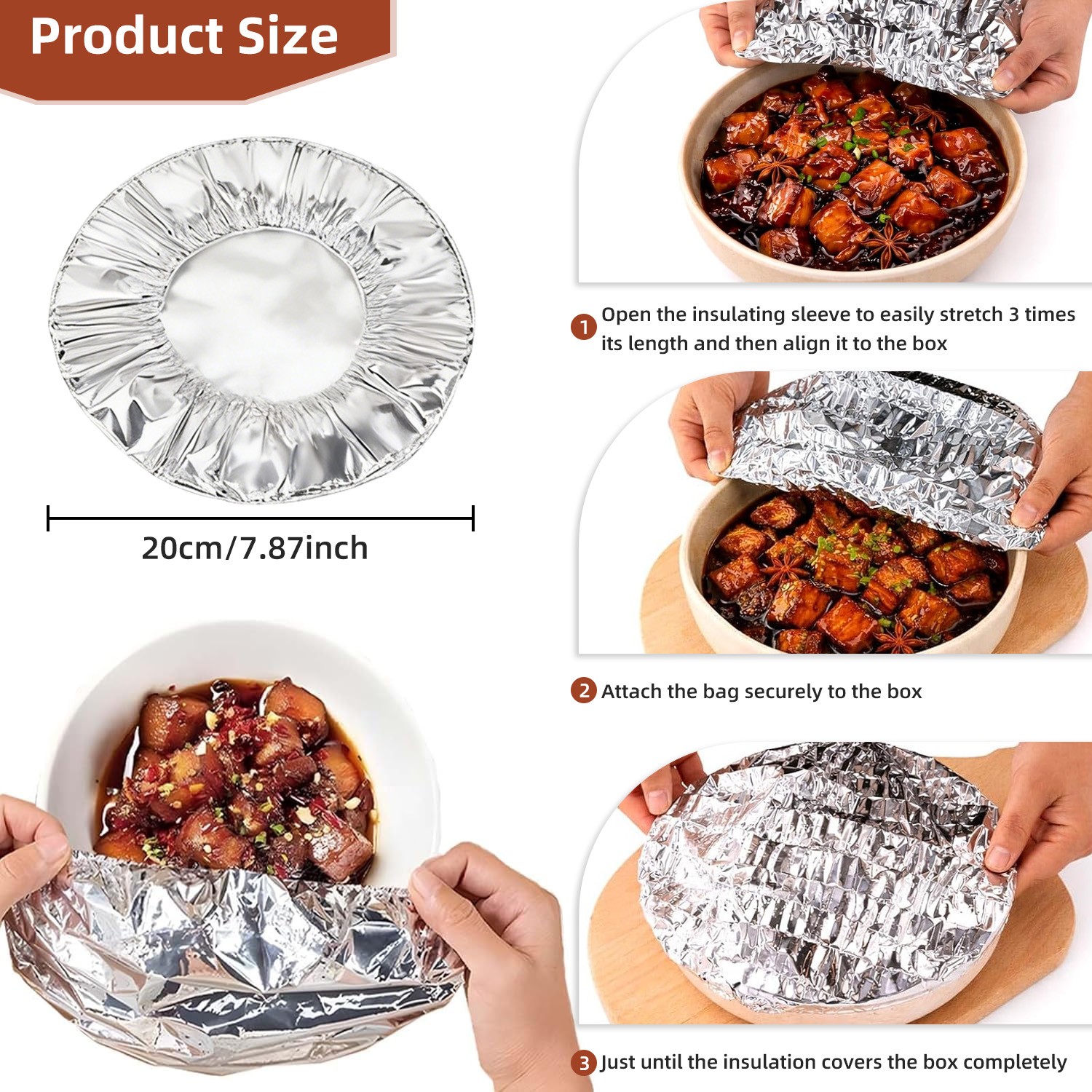 30/50 Pcs Stretchy Reusable Foil Cover for Plates, Bowls & Kitchen Food Storage