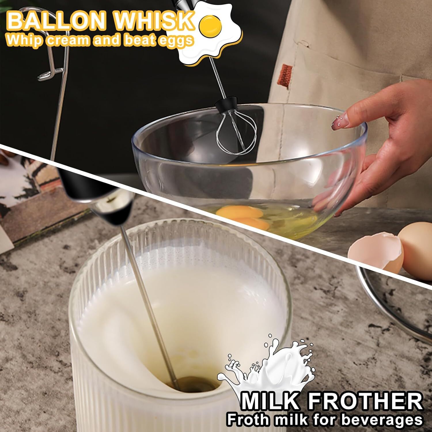 Electric Milk Frother Handheld Whisk Mixer Stirrer Coffee Egg USB Rechargeable