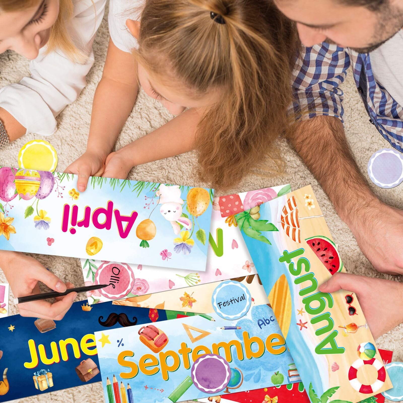 48 Pack Holiday Monthly Headliners 12 Months of The Year Bulletin Board Set…