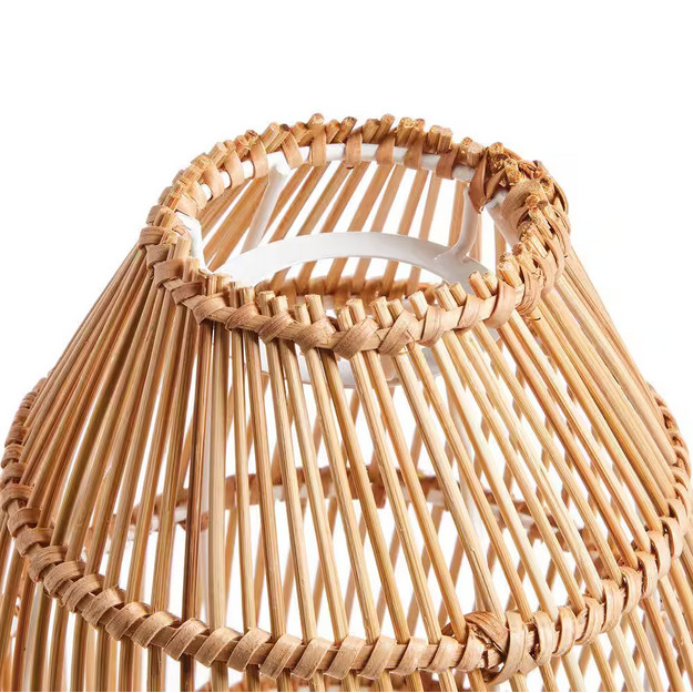 (4) 6.7 in. Natural Brown Bamboo Cone Shaped Pendant Shade with 2.25 in. New