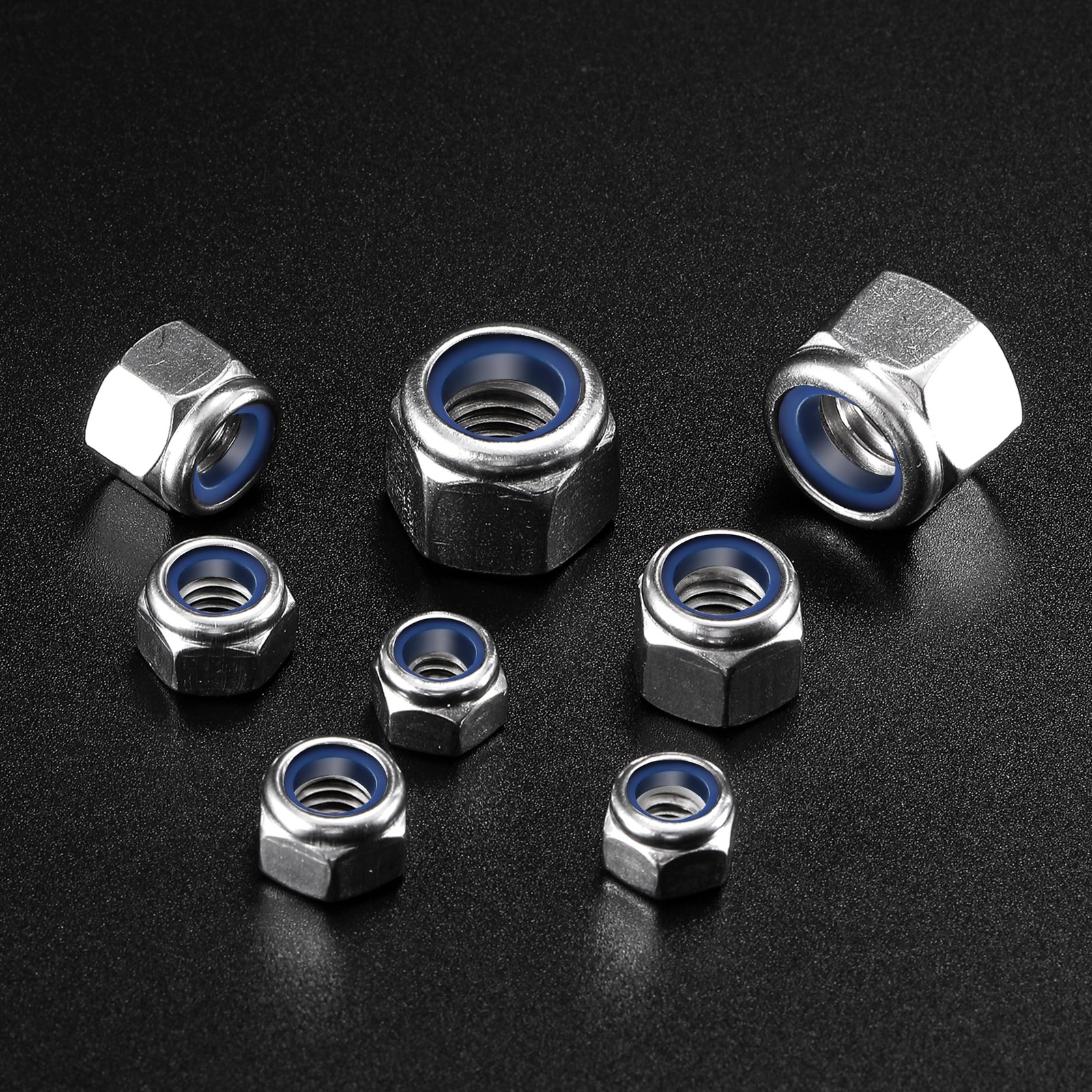 M10 x 1.5mm Nylon Insert Hex Lock Nuts 100Pcs 304 Stainless Steel M10, Silver