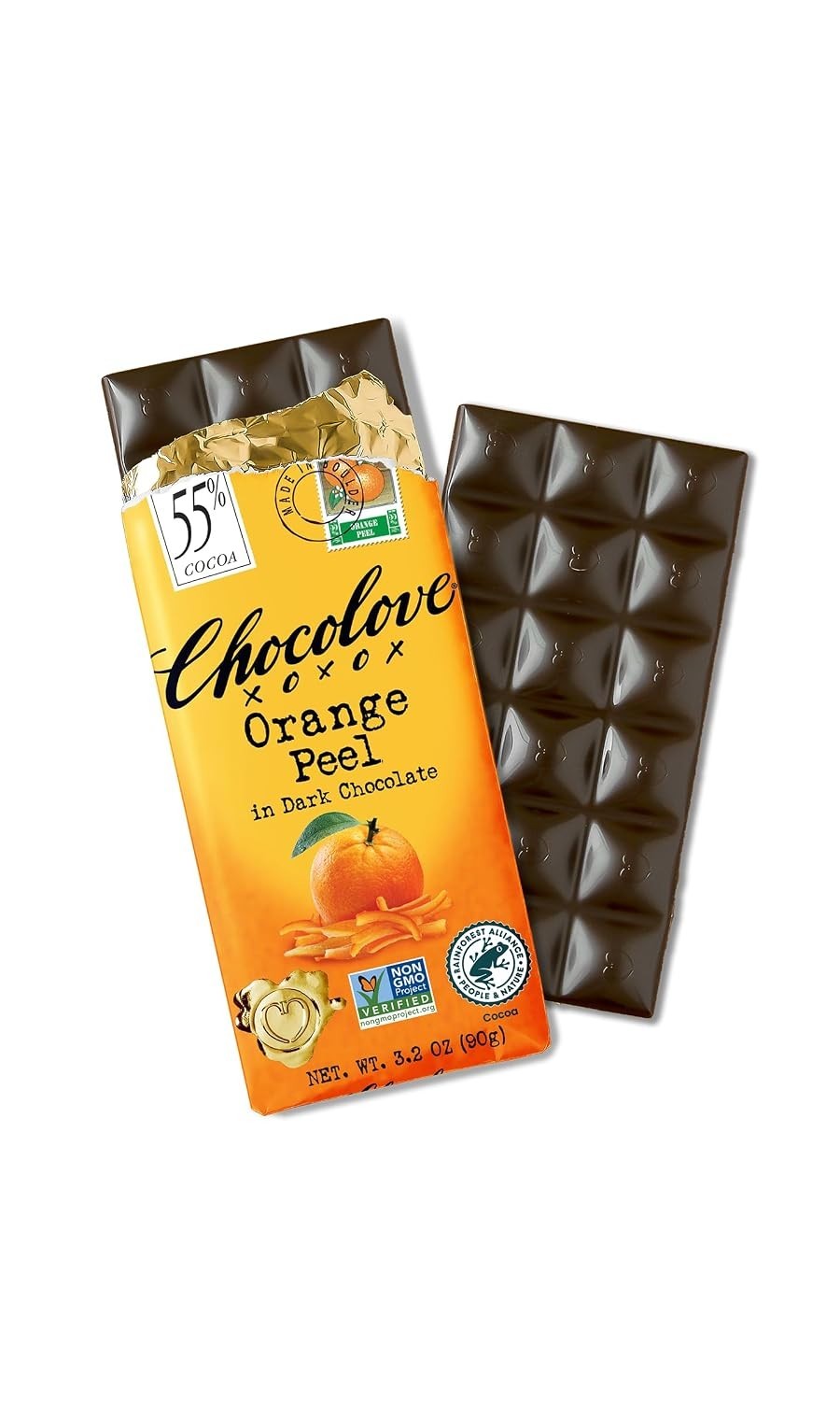 Choco Bar, Orange Peel in Dark Chocolate, 3.2 oz