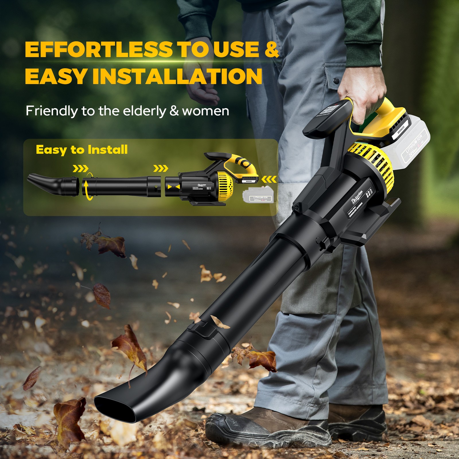 Cordless Electric Leaf Blower For Dewalt 20V Battery 710CFM 180MPH LCD Display