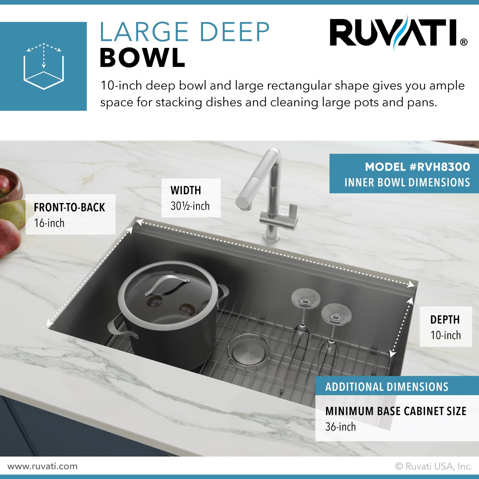 Ruvati 32-inch Undermount Workstation Kitchen Sink Single Bowl – RVH8300