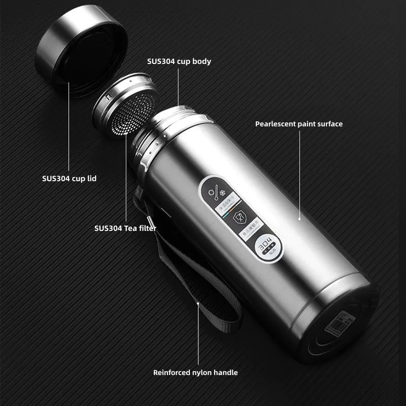 LED Temperature Display Thermos Bottle Stainless Steel Vacuum Flask Portable